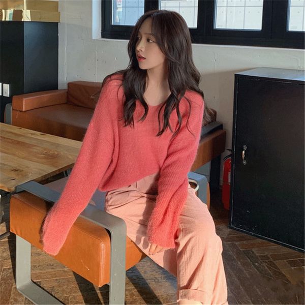 fall lazy style women cute sweaters v neck thin loose short knitted fashion furry pullovers sweet mustard yellow jumpers, White;black
fall lazy style women cute sweaters v neck thin loose short knitted fashion furry pullovers sweet mustard yellow jumpers, White;black