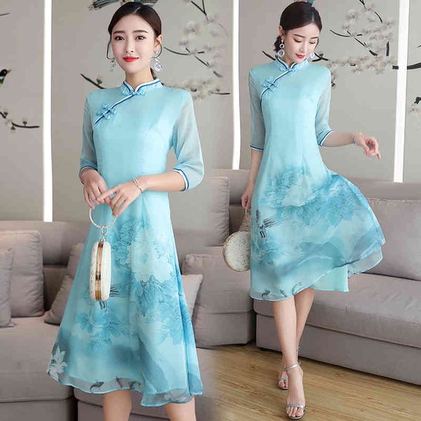 casual dresses elegant silk retro improved cheongsam chinese style stand collar buckle loose midi dress women vintage print fashio, Black;gray
casual dresses elegant silk retro improved cheongsam chinese style stand collar buckle loose midi dress women vintage print fashio, Black;gray
