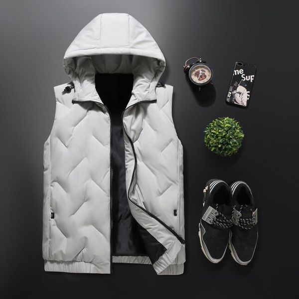 men's vests 2021 solid color fashion urban slim-fit hooded collar casual vest, Black;white
men's vests 2021 solid color fashion urban slim-fit hooded collar casual vest, Black;white