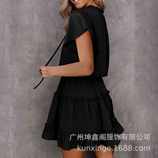 factory5fa4 summer new temperament sleeveless by 2021 layer pleated short dress women's waist solid color, White;black
factory5fa4 summer new temperament sleeveless by 2021 layer pleated short dress women's waist solid color, White;black
