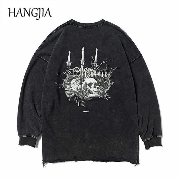 vintage punk candle skull sweatshirt pullover hip hop washed destroyed hoodies thicking men streetwear oversized sweatshirt c0607, Black
vintage punk candle skull sweatshirt pullover hip hop washed destroyed hoodies thicking men streetwear oversized sweatshirt c0607, Black