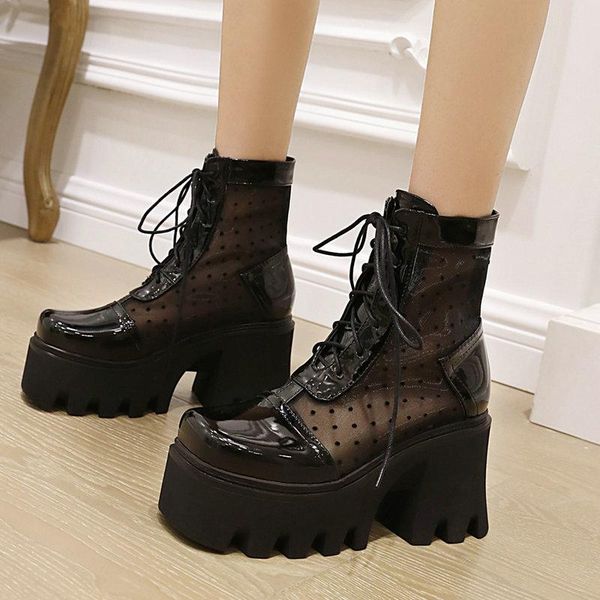 boots big size 35-44 women ankle summer hollow breathable mesh fashion cross tied square high heel riding platform shoes, Black
boots big size 35-44 women ankle summer hollow breathable mesh fashion cross tied square high heel riding platform shoes, Black