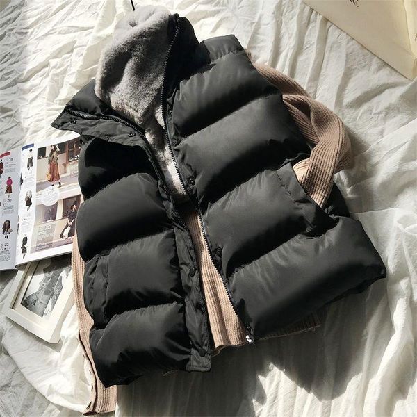 women's vests winter women cotton down vest warm sleeveless loose waistcoat casual stand collar short female padded jacket outerwear, Black;white
women's vests winter women cotton down vest warm sleeveless loose waistcoat casual stand collar short female padded jacket outerwear, Black;white