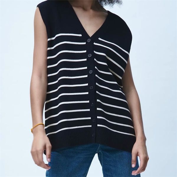 women summer knitting tank za striped v-neck loose female fashion casual camis clothing 210513, White
women summer knitting tank za striped v-neck loose female fashion casual camis clothing 210513, White