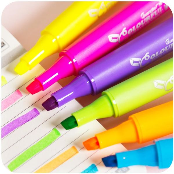 highlighters guangbo 6 colors highlighter set marker pen creative student stationery 6pcs, Black;red
highlighters guangbo 6 colors highlighter set marker pen creative student stationery 6pcs, Black;red