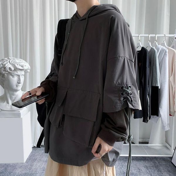 men's hoodies & sweatshirts oversize hooded streetwear workwear loose sports stitching long sleeve casual pullover hiphop trend male cl, Black
men's hoodies & sweatshirts oversize hooded streetwear workwear loose sports stitching long sleeve casual pullover hiphop trend male cl, Black