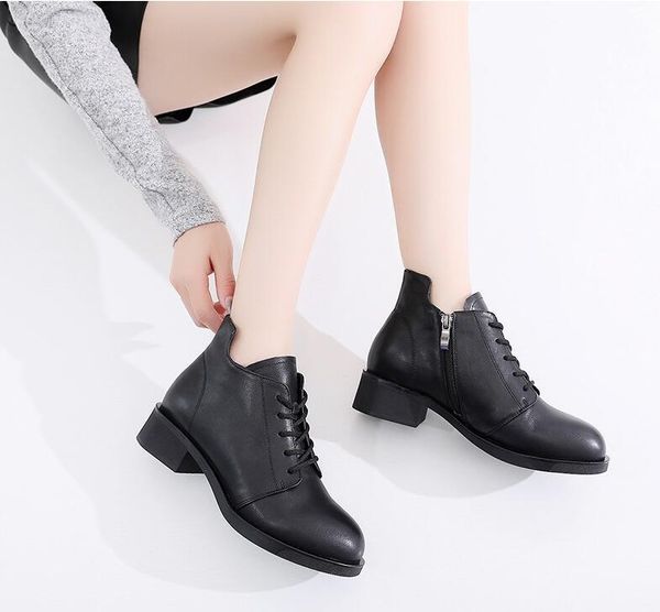 slippers martin leather women's zipper thick mid heel round toe short boots 1 zzc6, Black
slippers martin leather women's zipper thick mid heel round toe short boots 1 zzc6, Black