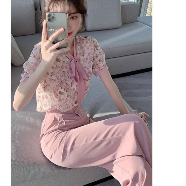 women's two piece pants 2021 summer chic pink clothing sets short sleeve floral print chiffon blouse shirts+high waist suit, White
women's two piece pants 2021 summer chic pink clothing sets short sleeve floral print chiffon blouse shirts+high waist suit, White