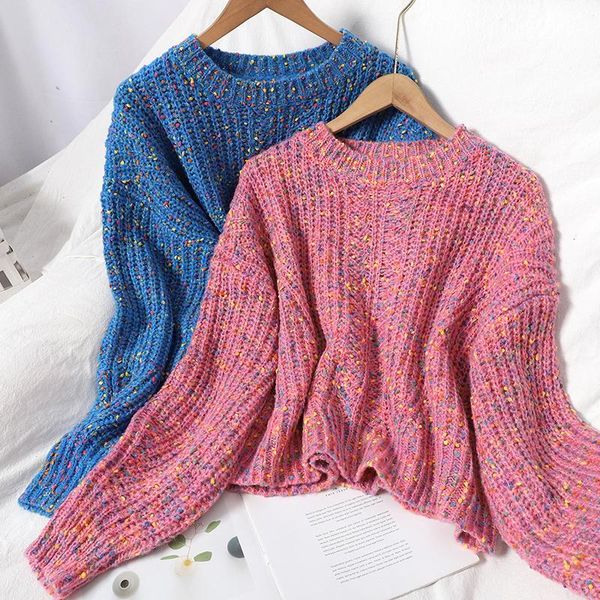 women's fashion round neck short with sweet and young korean mixed color knitted sweater sweaters, White;black
women's fashion round neck short with sweet and young korean mixed color knitted sweater sweaters, White;black