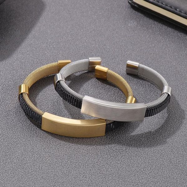 bangle rock hip hop c shape open woven mesh stainless steel bracelet for men gold silver color simple punk trendy men's party, Black
bangle rock hip hop c shape open woven mesh stainless steel bracelet for men gold silver color simple punk trendy men's party, Black
