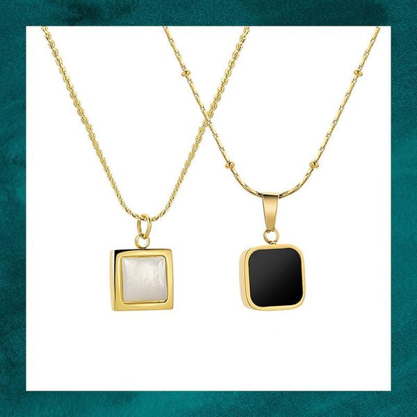 pendant necklaces ajojewel simple square shell acrylic necklace golden titanium steel clavicle chain couple jewelry fashion gift, Silver
pendant necklaces ajojewel simple square shell acrylic necklace golden titanium steel clavicle chain couple jewelry fashion gift, Silver
