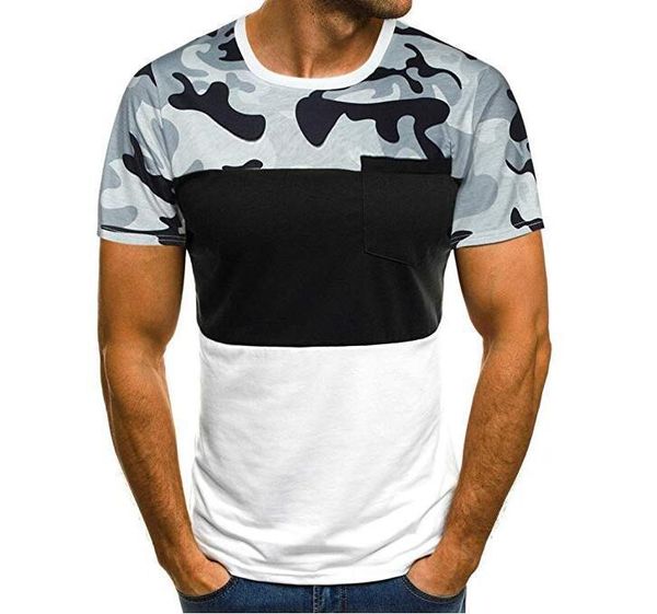 men's t-shirts leisure sports fitness camouflage splicing short sleeve t-shirt summer personalized color matching for men, White;black
men's t-shirts leisure sports fitness camouflage splicing short sleeve t-shirt summer personalized color matching for men, White;black