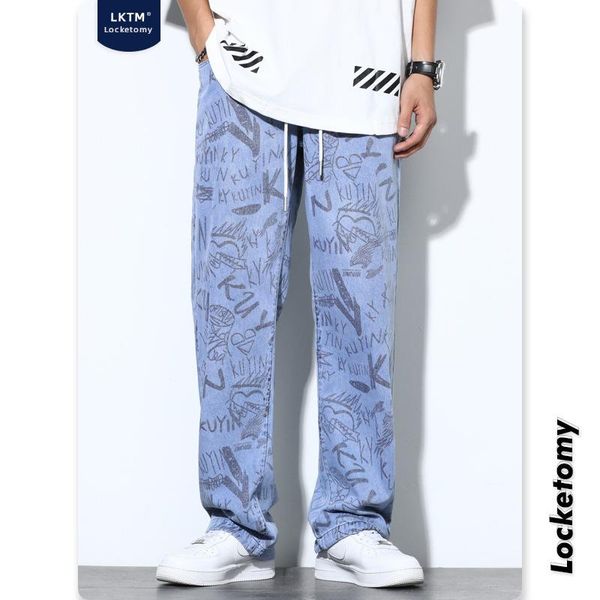 men's jeans 2021 summer wide-leg trendy brand lns trend full-print loose straight-leg pants, Blue
men's jeans 2021 summer wide-leg trendy brand lns trend full-print loose straight-leg pants, Blue