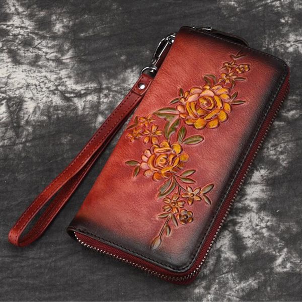 vintage leather women long wallet cow zipper around thin purse credit with hands phone card strap belt wallets, Red;black
vintage leather women long wallet cow zipper around thin purse credit with hands phone card strap belt wallets, Red;black