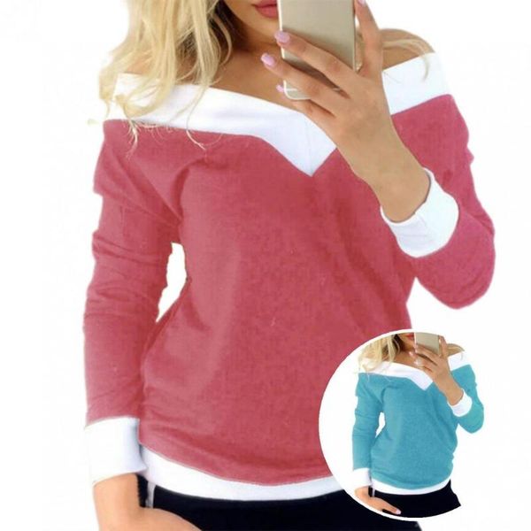 women's blouses & shirts fashion off shoulder patchwork pullover breathable cofy, White
women's blouses & shirts fashion off shoulder patchwork pullover breathable cofy, White