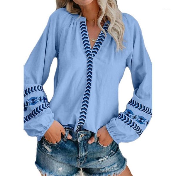women's blouses & shirts women elegant blouse v neck lantern long sleeve stripe geometric trim, White
women's blouses & shirts women elegant blouse v neck lantern long sleeve stripe geometric trim, White