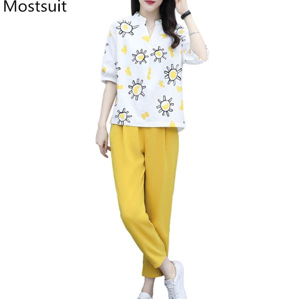 summer fashion 2 piece pants sets outfits women printed + suits casual female 2 pcs matching 210518, White
summer fashion 2 piece pants sets outfits women printed + suits casual female 2 pcs matching 210518, White