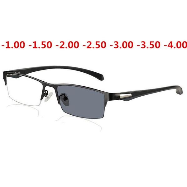 fashion sunglasses frames half frame sun pochromic myopic eyeglasses optical men outdoor shade anti-uv student nearsighted eyewear 0 -1.0 to, Black