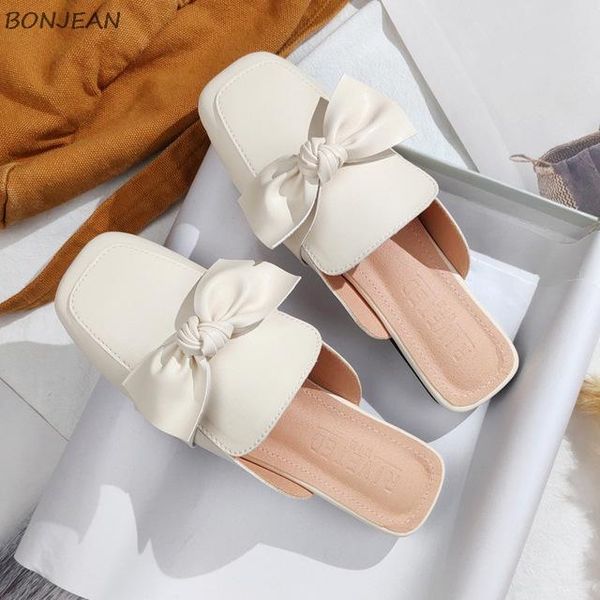 34-44 big size slippers women butterfly knot mules square toe solid leather flip flops summer fashion lazy slides, Black
34-44 big size slippers women butterfly knot mules square toe solid leather flip flops summer fashion lazy slides, Black