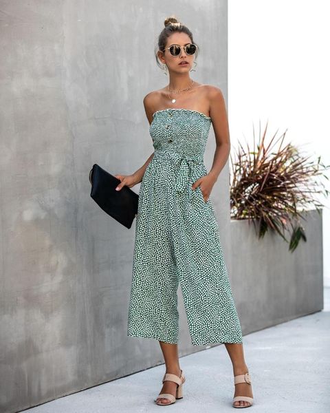 women's jumpsuits & rompers 2021 strapless floral print women jumpsuit high waist bow cotton romper casual buttons wide leg ladies over, Black;white
women's jumpsuits & rompers 2021 strapless floral print women jumpsuit high waist bow cotton romper casual buttons wide leg ladies over, Black;white