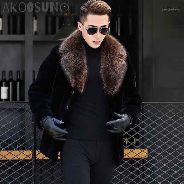 men's leather & faux akoosun men real pure natural fur coat mens raccoon collar jackets luxury sheep shearling coats dxl1642 my744, Black
men's leather & faux akoosun men real pure natural fur coat mens raccoon collar jackets luxury sheep shearling coats dxl1642 my744, Black