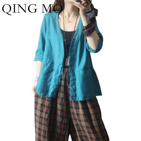 women's jackets qing mo summer fashion women coat loose and thin solid color cardigan 2021 trend jacket blue yellow zwl3661, Black;brown
women's jackets qing mo summer fashion women coat loose and thin solid color cardigan 2021 trend jacket blue yellow zwl3661, Black;brown