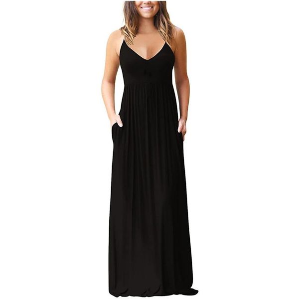 casual dresses sleeveless solid dress women spaghetti strap v-neck maxi party long pockets summer beach robe femme #g2, Black;gray
casual dresses sleeveless solid dress women spaghetti strap v-neck maxi party long pockets summer beach robe femme #g2, Black;gray