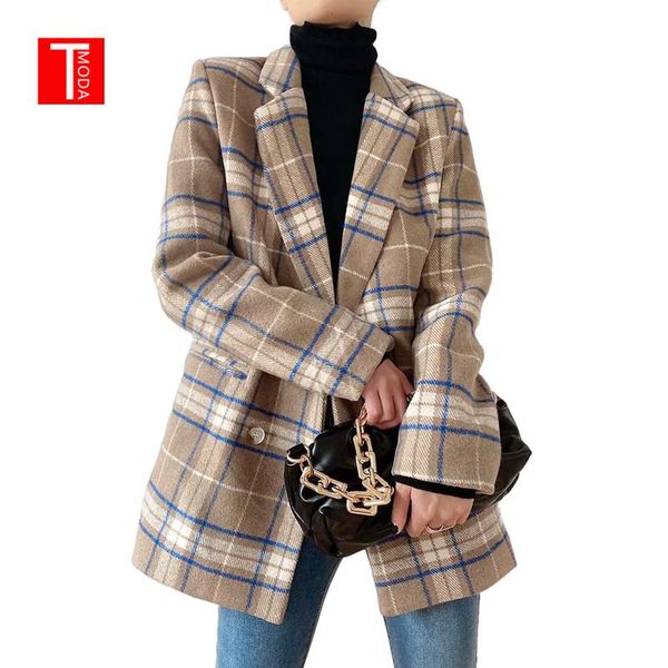 women winter coffee plaid woolen blazer coat vintage double breasted long sleeve female outerwear chic women's suits & blazers, White;black
women winter coffee plaid woolen blazer coat vintage double breasted long sleeve female outerwear chic women's suits & blazers, White;black