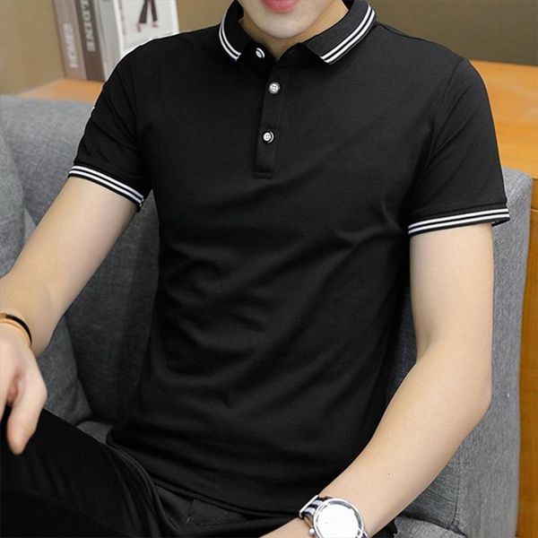 summer lapel shirt short sleeve men polo business casual youth fashion, White;black
summer lapel shirt short sleeve men polo business casual youth fashion, White;black