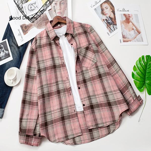 women's blouses & shirts 2021 plaid women and long sleeve oversized cotton ladies casual blusas one pocket loose female checked shirt, White
women's blouses & shirts 2021 plaid women and long sleeve oversized cotton ladies casual blusas one pocket loose female checked shirt, White