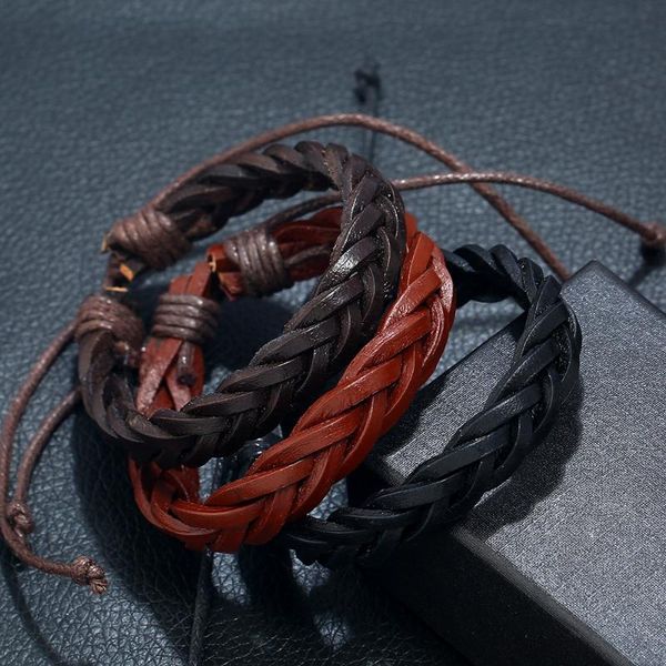 charm bracelets men's korean version of the cowhide bracelet vintage braided leather fashion jewelry couple womens, Golden;silver
charm bracelets men's korean version of the cowhide bracelet vintage braided leather fashion jewelry couple womens, Golden;silver