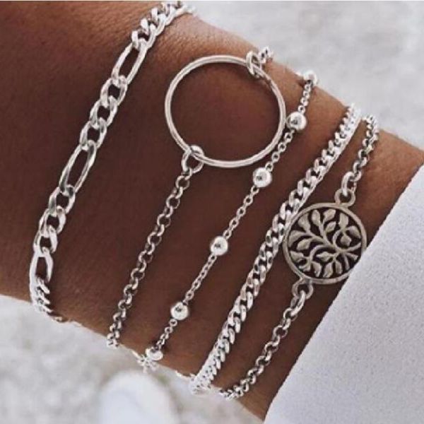 link, chain ly designed fashionable simple hollow circle bead bracelet geometric five-piece retro hip hop party jewelry, Black
link, chain ly designed fashionable simple hollow circle bead bracelet geometric five-piece retro hip hop party jewelry, Black