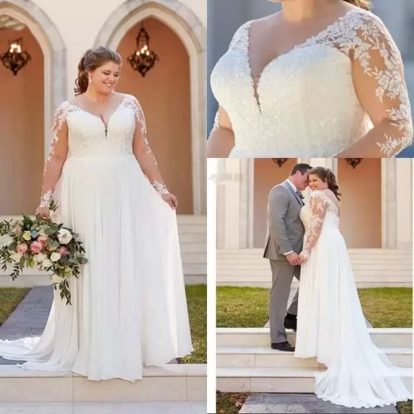 gorgeous plus size wedding dresses 2022 chiffon bridal gown a line sweep train lace applique jewel neck long sleeves beach country vestido d, White
gorgeous plus size wedding dresses 2022 chiffon bridal gown a line sweep train lace applique jewel neck long sleeves beach country vestido d, White