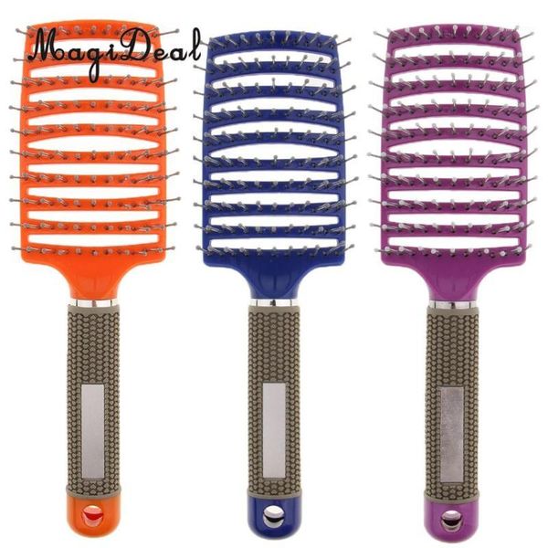 magideal 3 curved vented styling hair brush detangling fast blow drying comb1, Silver 
magideal 3 curved vented styling hair brush detangling fast blow drying comb1, Silver