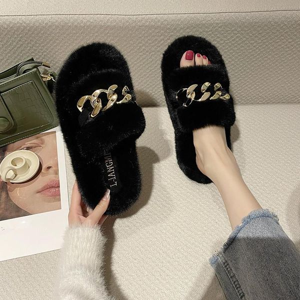 slippers shoes woman 2021 female luxury slides low flock fur flip flops rivet platform winter footwear designer plush flat, Black
slippers shoes woman 2021 female luxury slides low flock fur flip flops rivet platform winter footwear designer plush flat, Black