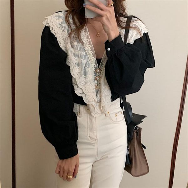 women's blouses & shirts alien kitty black lace pearl buttons ruffles loose autumn girls stylish all match 2021 sweet retro streetwear, White
women's blouses & shirts alien kitty black lace pearl buttons ruffles loose autumn girls stylish all match 2021 sweet retro streetwear, White
