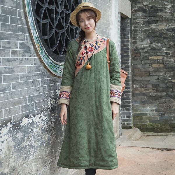 padded jacket women's autumn and winter chinese retro cotton dress national style wear casual dresses, Black;gray
padded jacket women's autumn and winter chinese retro cotton dress national style wear casual dresses, Black;gray