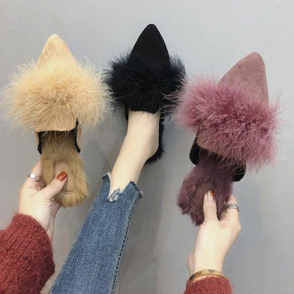 slippers closed toe outside shallow fluffy fur women flat with casual ladies slides fashion leisure elegant winter shoes, Black
slippers closed toe outside shallow fluffy fur women flat with casual ladies slides fashion leisure elegant winter shoes, Black