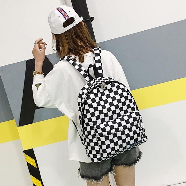 backpack check black and white backpack, ladies'travel bag, nylon waterproof student
backpack check black and white backpack, ladies'travel bag, nylon waterproof student