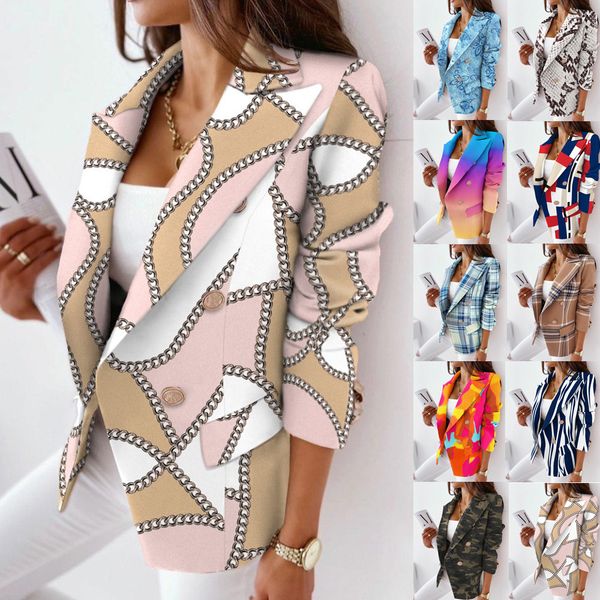 women's suits & blazers 2022 new autumn and winter style long-sleeved double-breasted printed suit jacket, White;black
women's suits & blazers 2022 new autumn and winter style long-sleeved double-breasted printed suit jacket, White;black