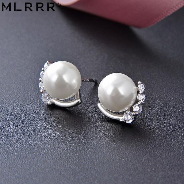 stud mlrrr sterling 925 silver simple elegant shell pearls earrings, Golden;silver 
stud mlrrr sterling 925 silver simple elegant shell pearls earrings, Golden;silver