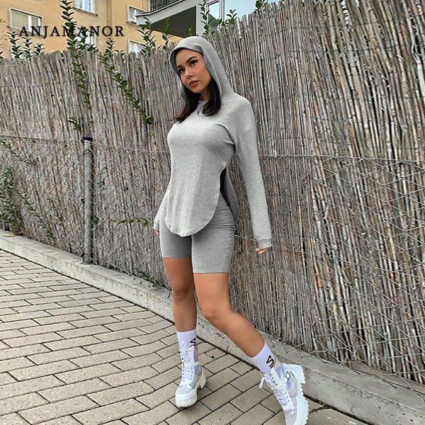 women's tracksuits anjamanor solid two piece set women split hoodie long sleeve biker shorts sports tracksuit casual lounge wear d74-cd, Gray
women's tracksuits anjamanor solid two piece set women split hoodie long sleeve biker shorts sports tracksuit casual lounge wear d74-cd, Gray