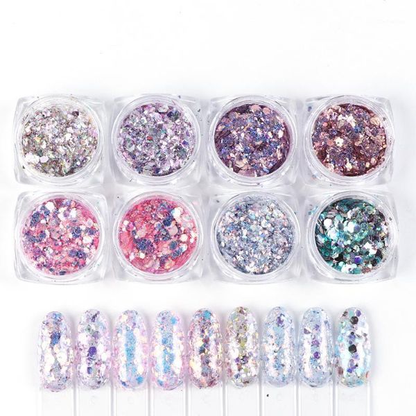 8box/set mixed designs holographic nail glitter set powder christmas art sequins decorations dust manicure pigment le15061, Silver;gold
8box/set mixed designs holographic nail glitter set powder christmas art sequins decorations dust manicure pigment le15061, Silver;gold