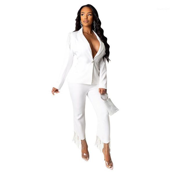 women's suits & blazers casual solid women pant collar blazer jacket pencil female suit autumn 2021 high quality, White;black
women's suits & blazers casual solid women pant collar blazer jacket pencil female suit autumn 2021 high quality, White;black