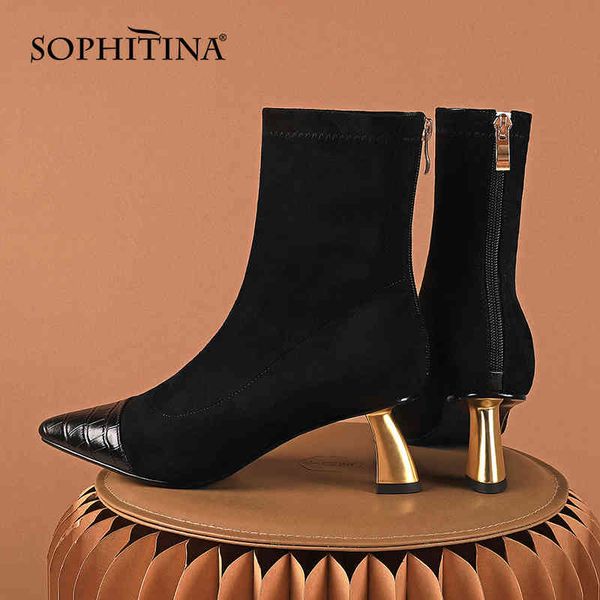 sophitina women shoes fashion elegant ankle boots strange style heel pointed toe zipper stretch fabric boots so667 210513, Black
sophitina women shoes fashion elegant ankle boots strange style heel pointed toe zipper stretch fabric boots so667 210513, Black