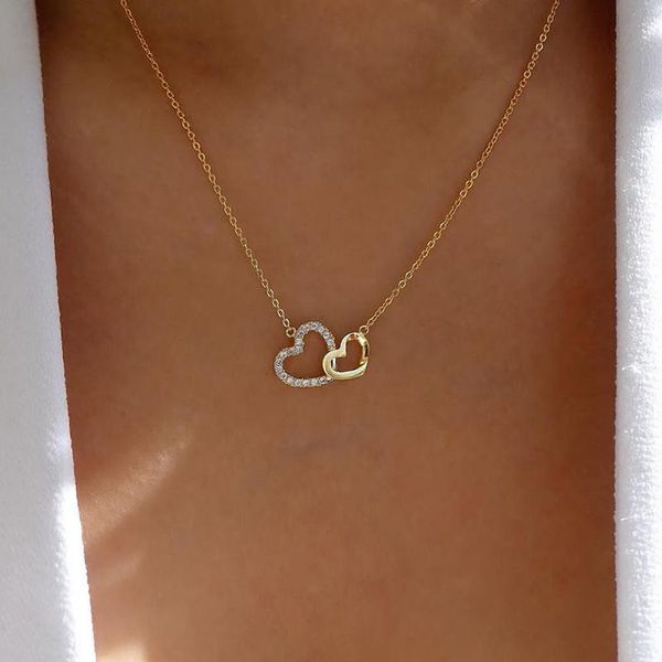 pendant necklaces elegant double hollow heart necklace for women girls simple clavicle chain fashion trendy jewelry romantic collar charm, Silver
pendant necklaces elegant double hollow heart necklace for women girls simple clavicle chain fashion trendy jewelry romantic collar charm, Silver