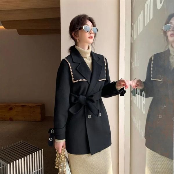 women's wool & blends 2021 square collar coat women small fragrant windshawl mid-long autumn winter double sided outcoat with belt, Black
women's wool & blends 2021 square collar coat women small fragrant windshawl mid-long autumn winter double sided outcoat with belt, Black