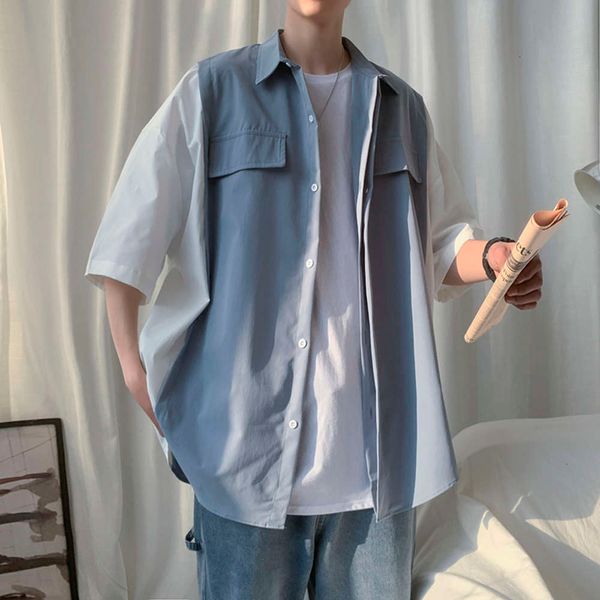 men's casual shirts shirt contrast short sleeve men's trend color matching loose handsome ruffian fried street large size small cr, White;black
men's casual shirts shirt contrast short sleeve men's trend color matching loose handsome ruffian fried street large size small cr, White;black