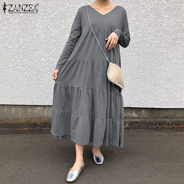 women's blouses & shirts plus size casual loose sundress women stylish ruffles dress zanzea autumn v neck long sleeve solid party, White
women's blouses & shirts plus size casual loose sundress women stylish ruffles dress zanzea autumn v neck long sleeve solid party, White