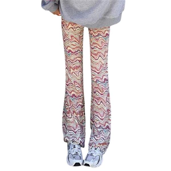 women's pants & capris 2021 women summer bootcut high-waisted ripple print trousers with pockets, Black;white
women's pants & capris 2021 women summer bootcut high-waisted ripple print trousers with pockets, Black;white